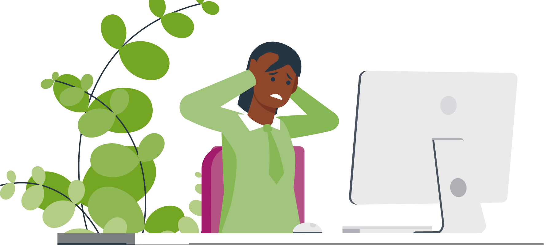 woman stressed in front of computer. 